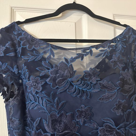 La Femme Blue Embroidered Gown - Picture 3 of 8